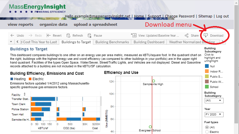 image of download data button